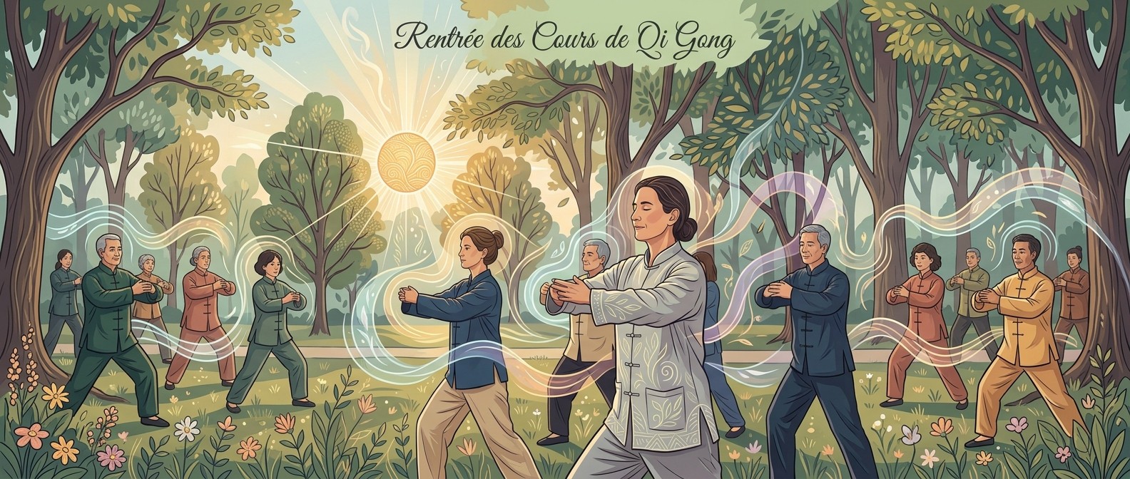 Rentrée des cours de Qi Gong (image générée par IA)
